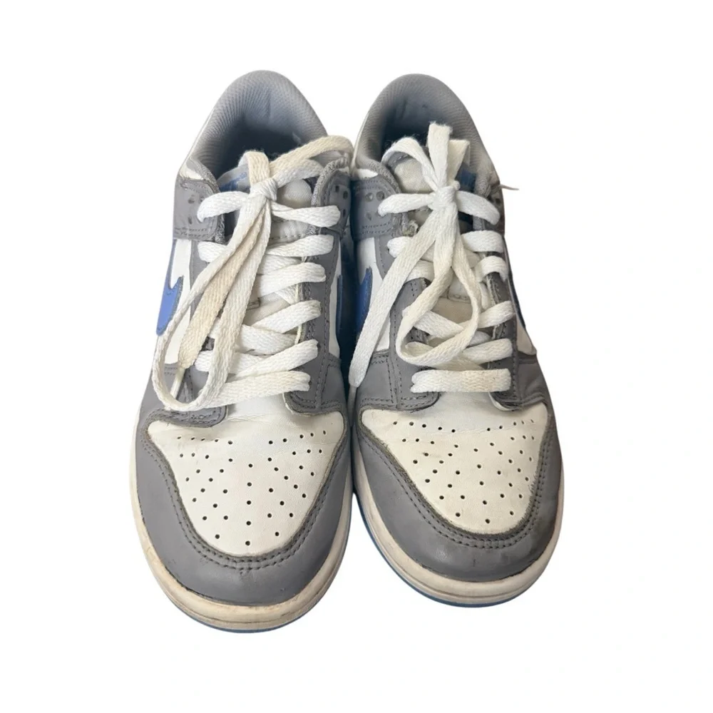 Nike Dunk Low White and Blue “Cement Royal” Athletic Shoes-Size 5Y